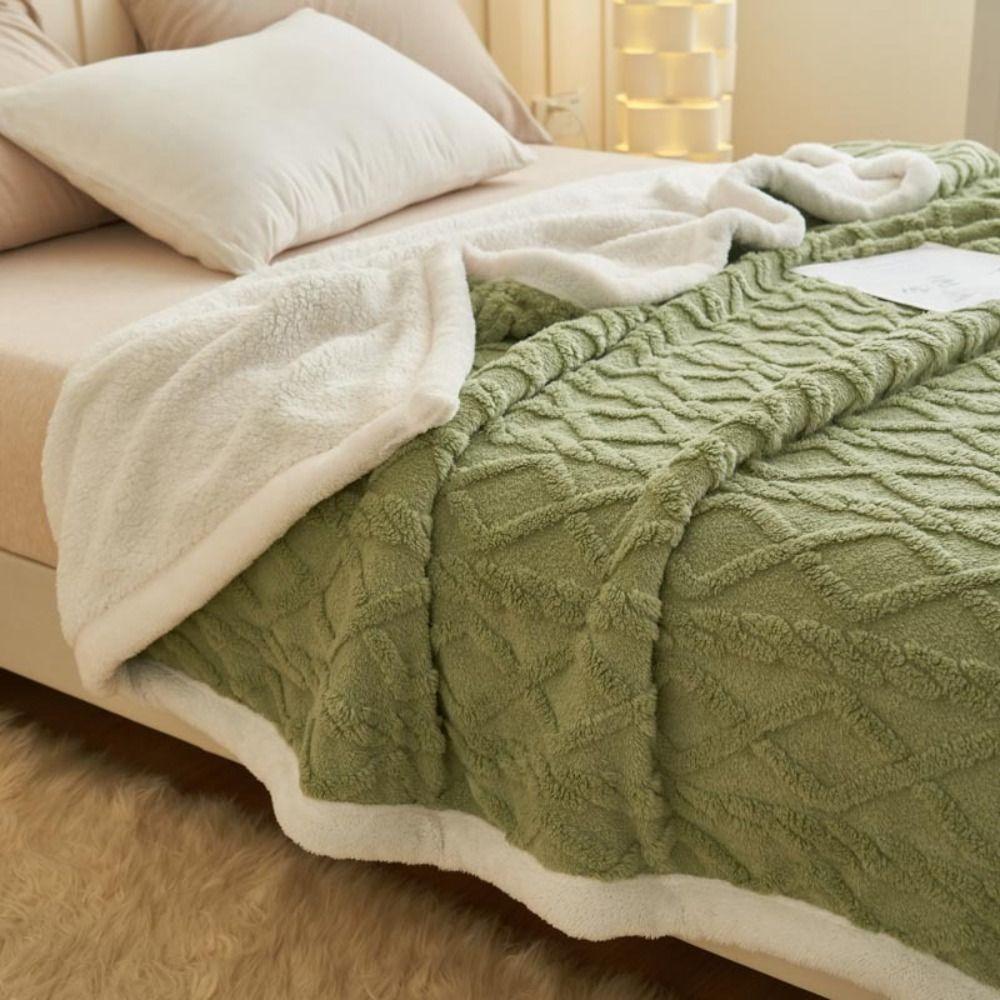180*200cm Double Layer Fleece Blanket Thickened 3D Jacquard Plush Blanket Soft Comfortable Throw Blanket Dormitory