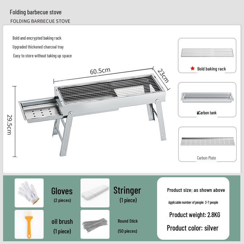 Folding Portable Stainless Steel Charcoal Grill Oven for Outdoor Use