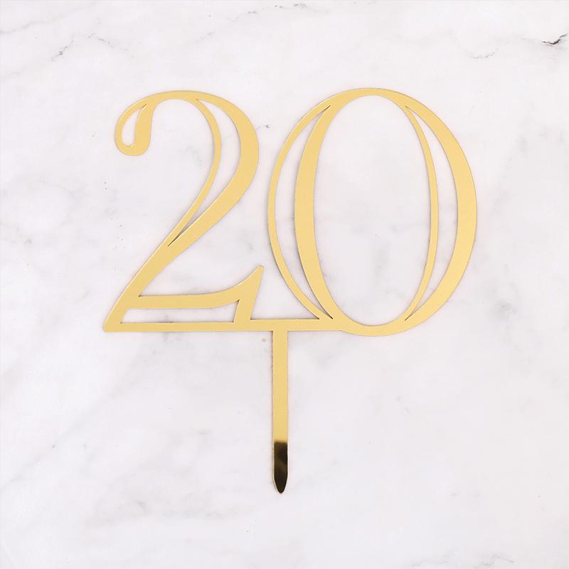 18 20 30 50th Acrylic Number Cake Topper For Adult Kid Happy Birthday Party Cake Decoration Wedding Anniversary Gold Cake Topper
