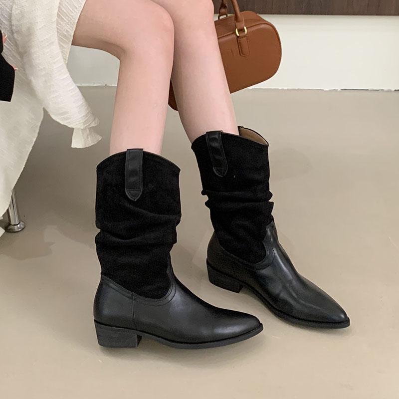 Fashion Footwear Slip On Women Ankle Chelsea Boots With Low Heel Shoes Fashion Pointed Toe Ladies Short Boots Shoes Pumps lady
