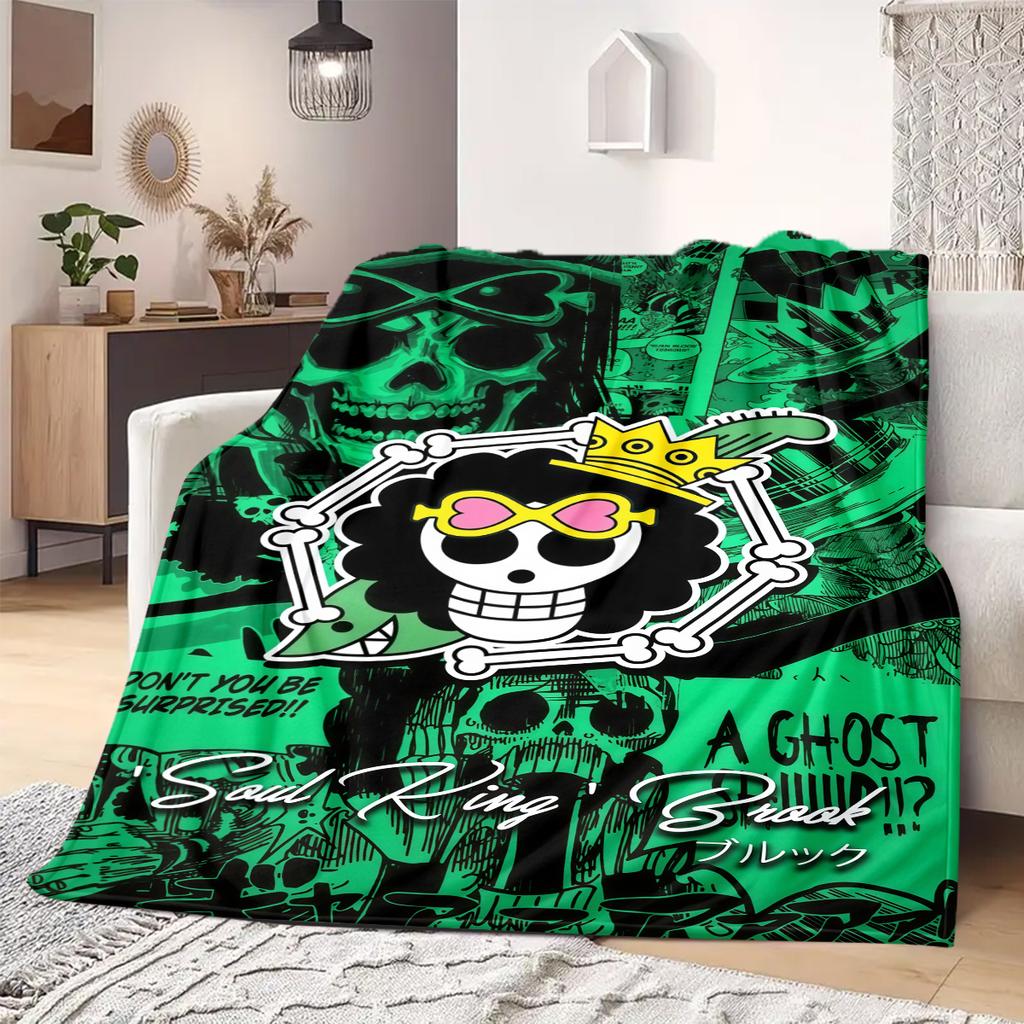 ONE PIECE Straw Hat Pirates Print Blanket Warm Comfortable Flannel Blanket Suitable for Bedrooms,Sofas, Beds,Chairs -QIAO109