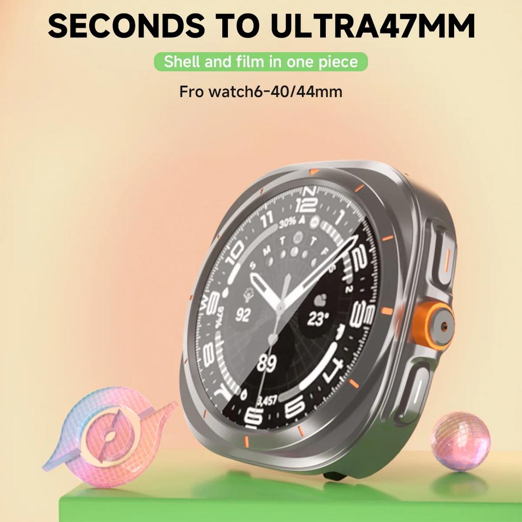 Upgrade To Ultra Case for Samsung Galaxy Watch 7 6 40mm 44mm Change To Galaxy Watch Ultra 47mm Tempered Glass Screen Protector