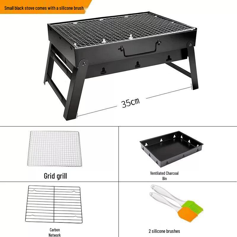 Foldable Outdoor Charcoal BBQ Grill & Stove