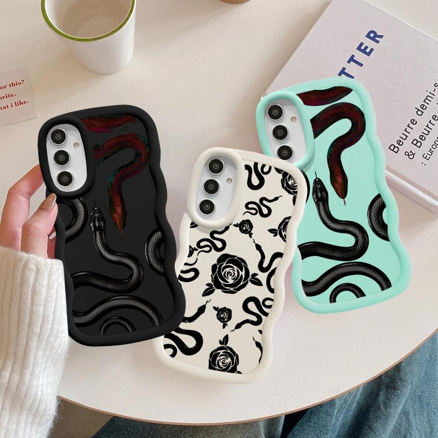 Weiche Handyhülle für Samsung Galaxy A14 A12 A15 A13 A52 A21s A11 A16 A03 A23 A06 A05 A22 A33 A53 A04 Einfache Schwarze Blume