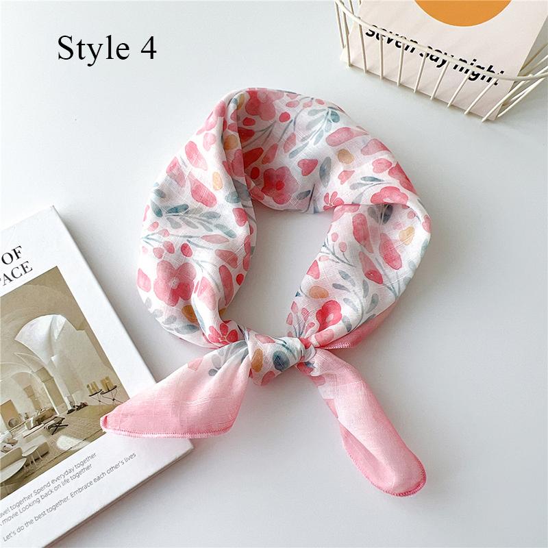 French Cotton Linen Square Hair Scarf Women Girls Spring Summer Korea Hair Band Sweet Scarf Kerchief Girl Headscarf Headdress