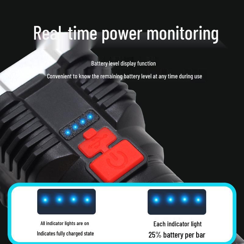 5-LED High-Brightness Long-Range Flashlight: Durable Battery Life for Camping and Patrol