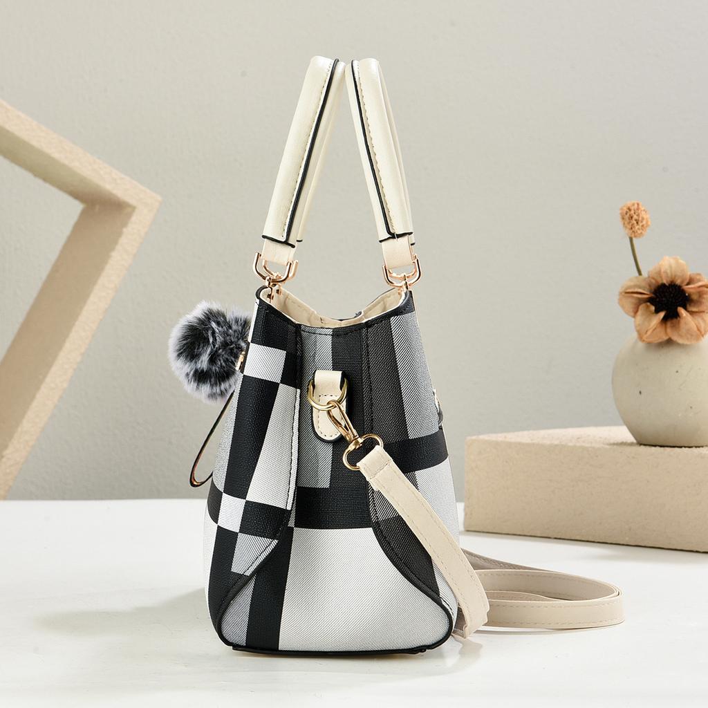 Classic Checkered Color Block Handbag For Women Versatile Hand Carry Shoulder Crossbody All-match Daily Purse