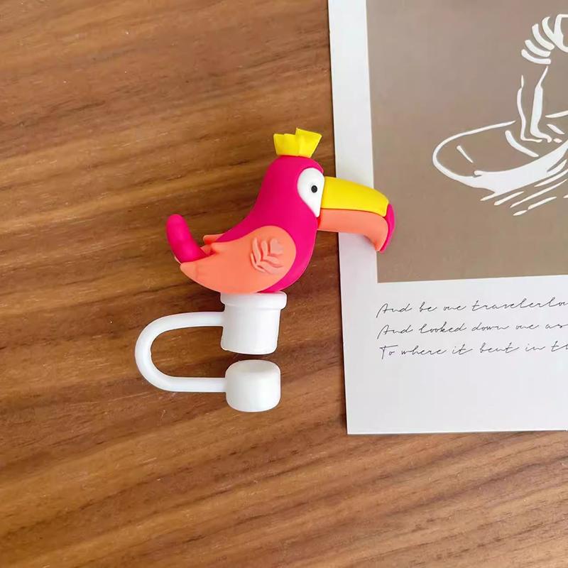 Kawaii Silikon-Strohhalmabdeckung für 7-8mm Cartoon Lebensmittelqualität Silikon Staubdicht Hitzebeständig Strohhalm-Stopfen Kappe Schnabeltassen Zubehör