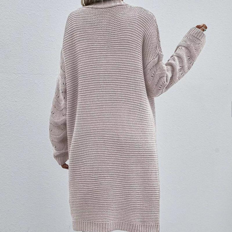 IHUASU Cardigan lung de toamnă și iarnă, culoare uni, pulover de modă tricotat pentru femei