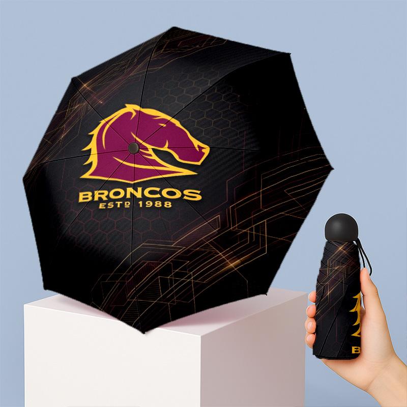 Brisbane Broncos Printed 5?Fold Mini Umbrella 8?Rib Windproof Compact Umbrella For Women Pocket Carry