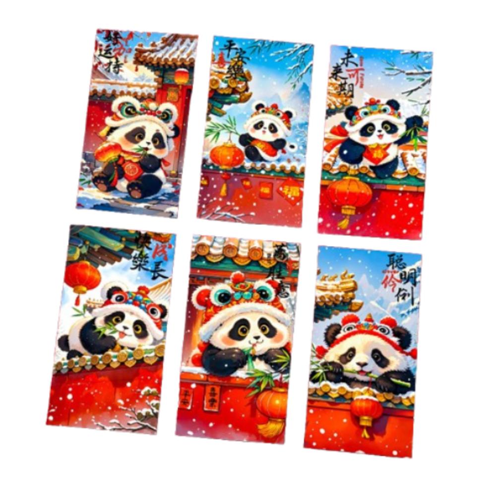 

6pcs Cartoon New Year Panda Red Envelopes Chinese Style Gifts Packing Bags Kids Gifts Favor 6pcs