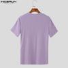 INCERUN Summer Men O Neck Short Sleeve Rib Casual Fitted T-shirts Tee Tops