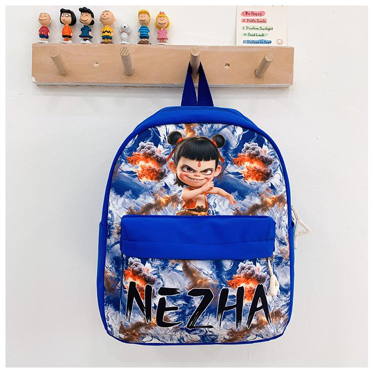 Школьный рюкзак Нечжа милый мультяшный рюкзак детский легкий повседневный школьный рюкзак спина синий