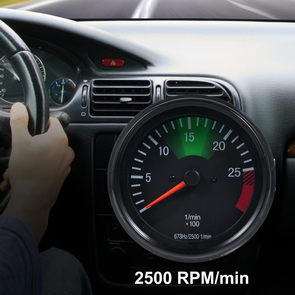 12V Tachometer Gauge 3.75inch 02500RPMmin Tachometer 637HZ Car Motorcycle Tachometer Gauge