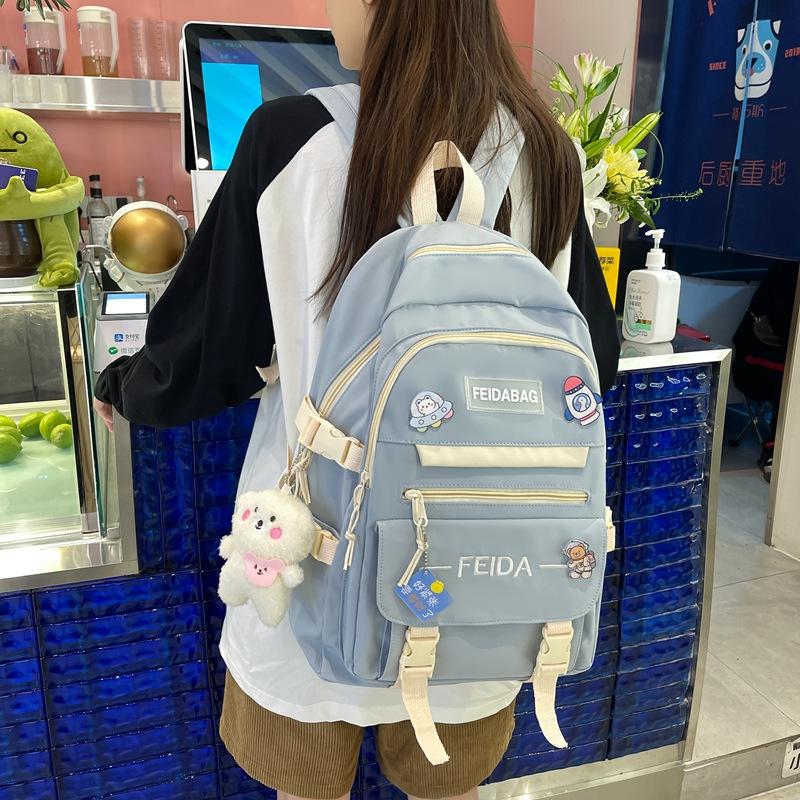 Schoolbag new schoolbag female junior high school Korean version large capacity double backpack primary school students third to sixth grade cute