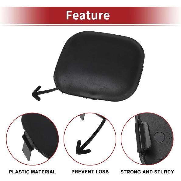 Right Front Car Tow Hook Cover Cap for Toyota Highlander 2014-2016 Bumper Tow Hook Cover No.521270E926 Black Plastic 1 Pc