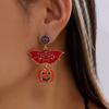 Colorful Design Halloween Dangle Earrings Enamel Coating Skull Earrings Spider Drop Earrings  Party
