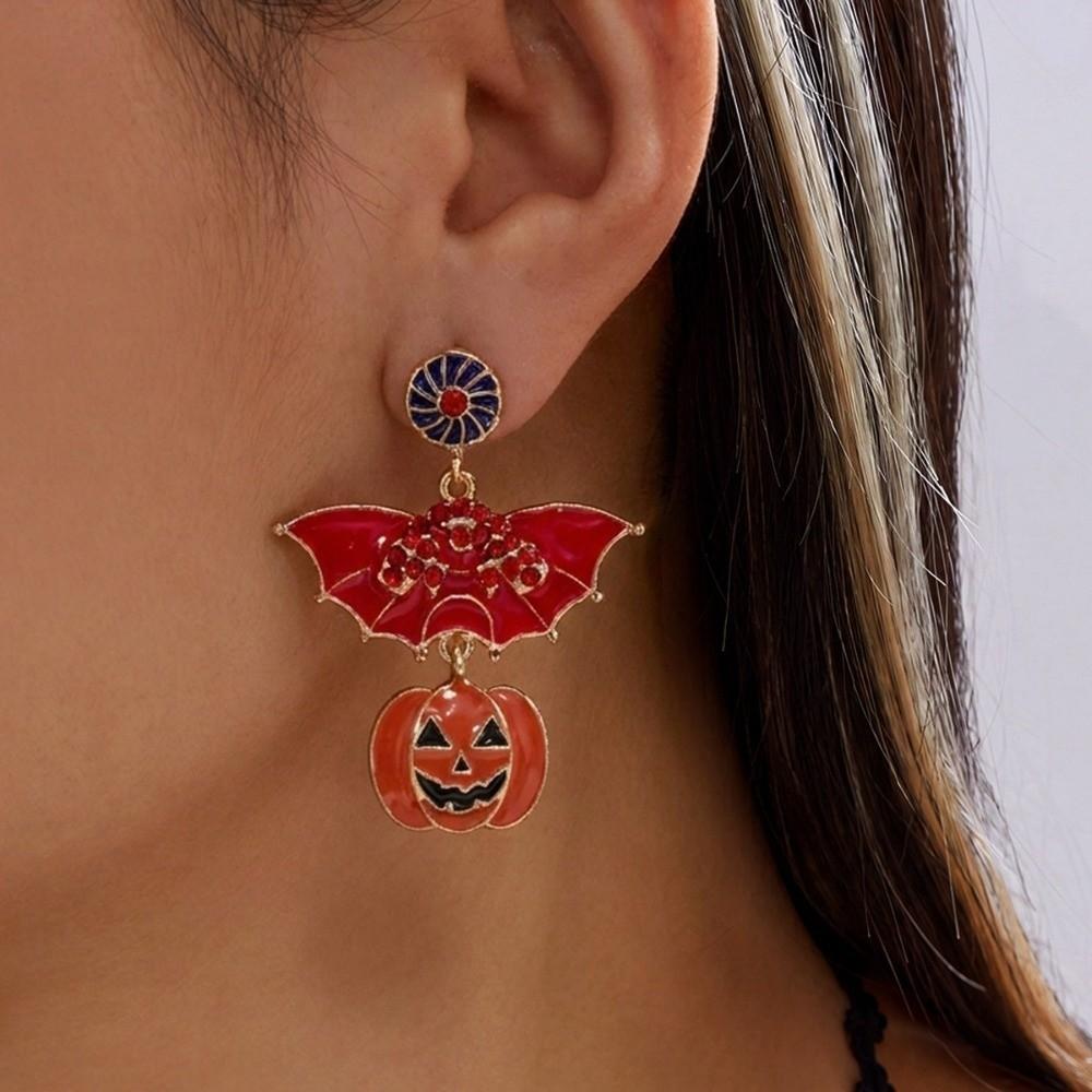 Colorful Design Halloween Dangle Earrings Enamel Coating Skull Earrings Spider Drop Earrings Party