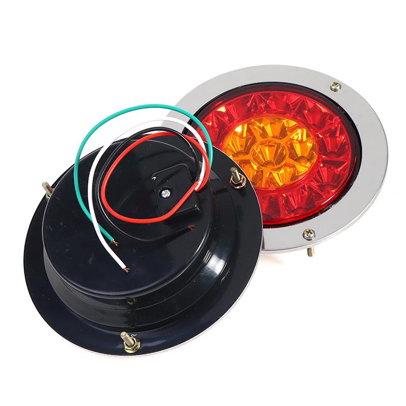 16 Led Car Round Amber Red Taillights Rear Stop Brake Running Reverse Lamp