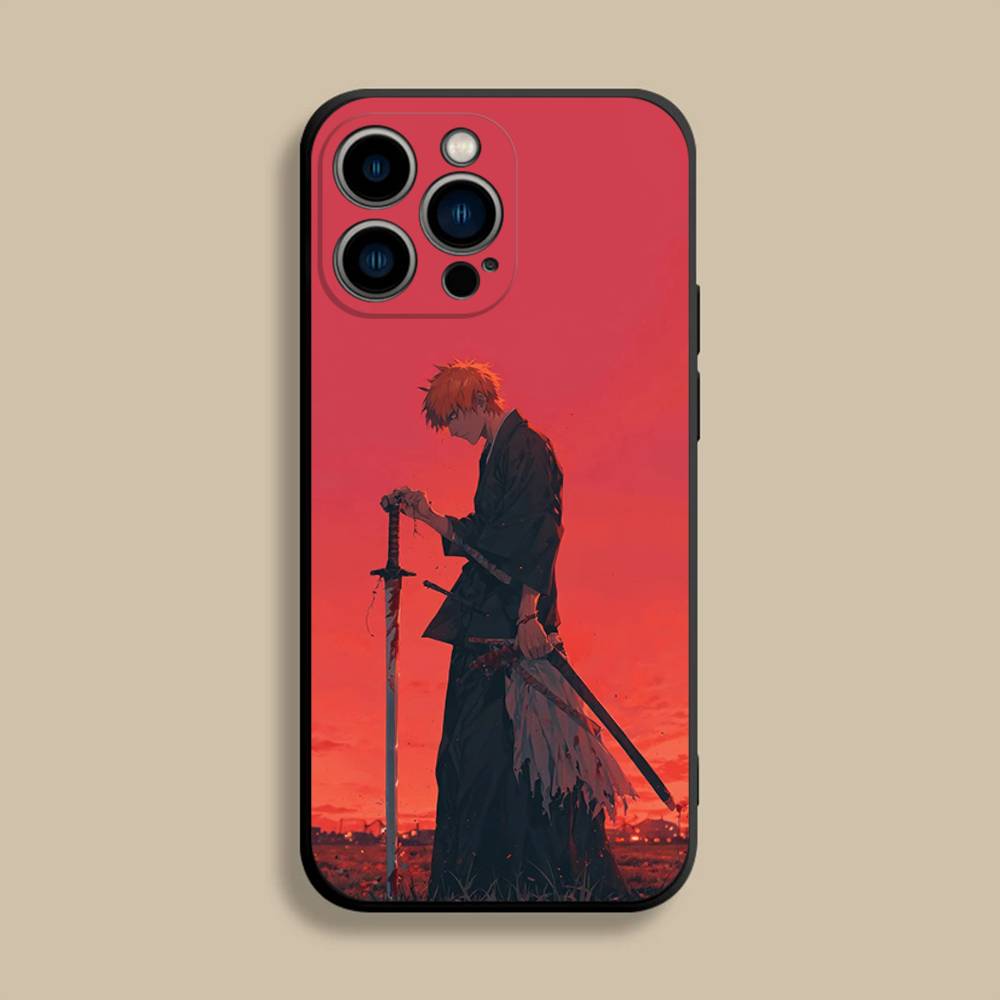 B-Bleach I-Ichigo Kurosaki Phone Case For iPhone 17,16,15,14,13,12,Pro,Max,Plus,E,SE4,Air,Mini Black Soft Cover