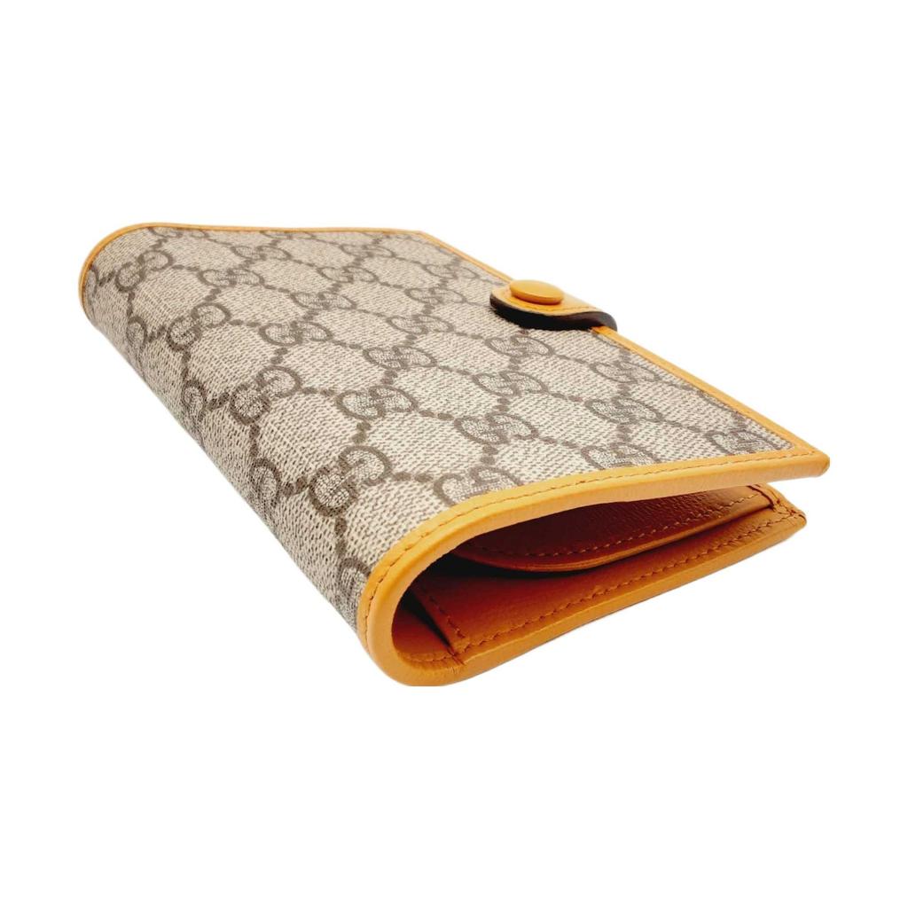 Gucci GG Supreme Interlocking G Passport Holder Wallet Beige Orange Canvas AndLeather Trim Travel Card Case for Men Daily 724562-92TCG-1147