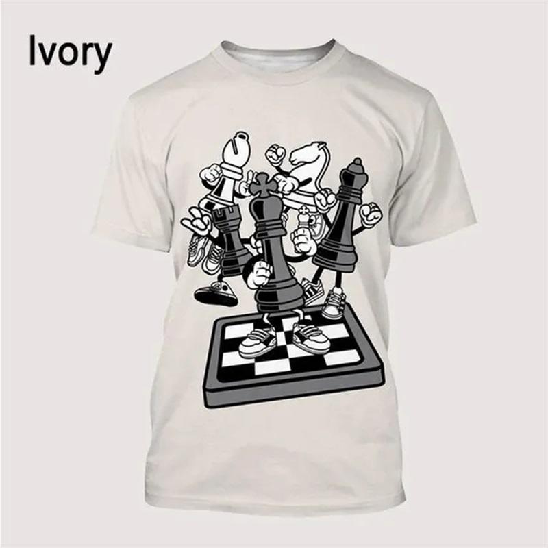 Chess Graphic T Shirts For Men 3d Printing Short Sleeve Chess Board Pattern Tee Top Crew Neck Oversized Men Tshirt Streetwear