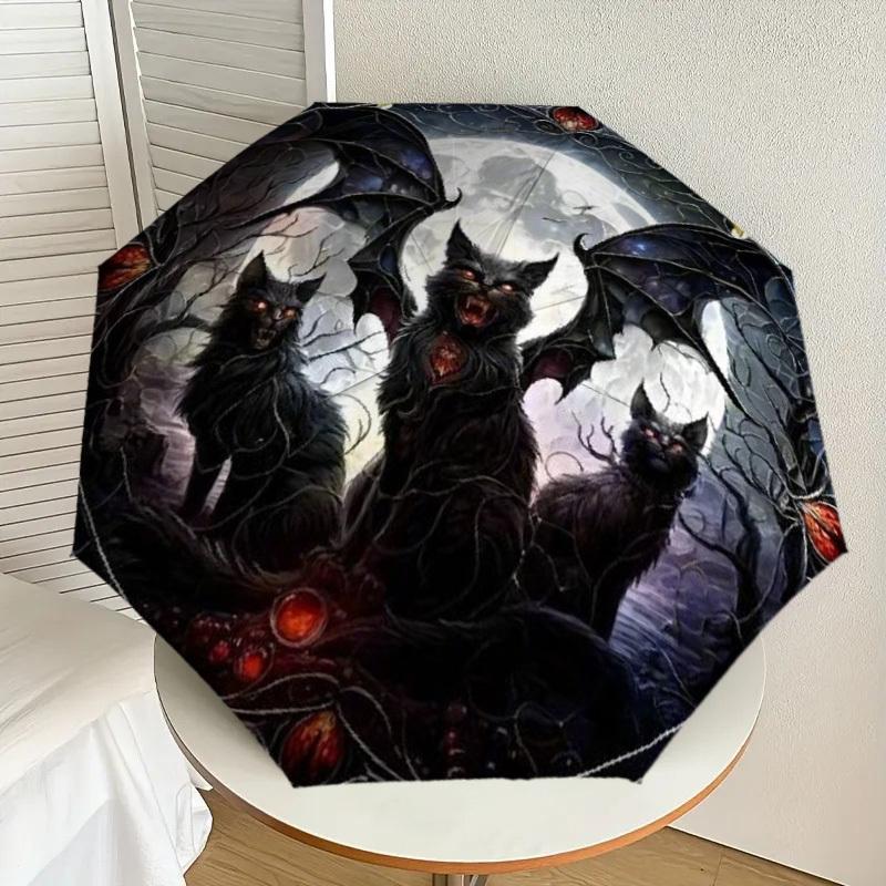 

1pc Gothic Cat Moonlight Umbrella with Plastic Handle,Suitable for All Seasons Home Travel Outdoor UmbrellaDD198