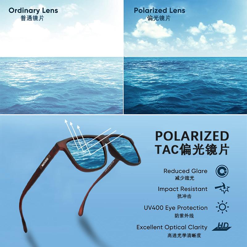 Classic best-selling polarized sunglasses for outdoor fishing, cycling, and driving, square frame UV protection glasses