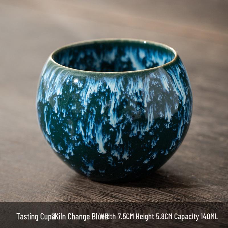 Kiln-Change Five Elements Ceramic Tea Cup Set with Tianmu Glaze