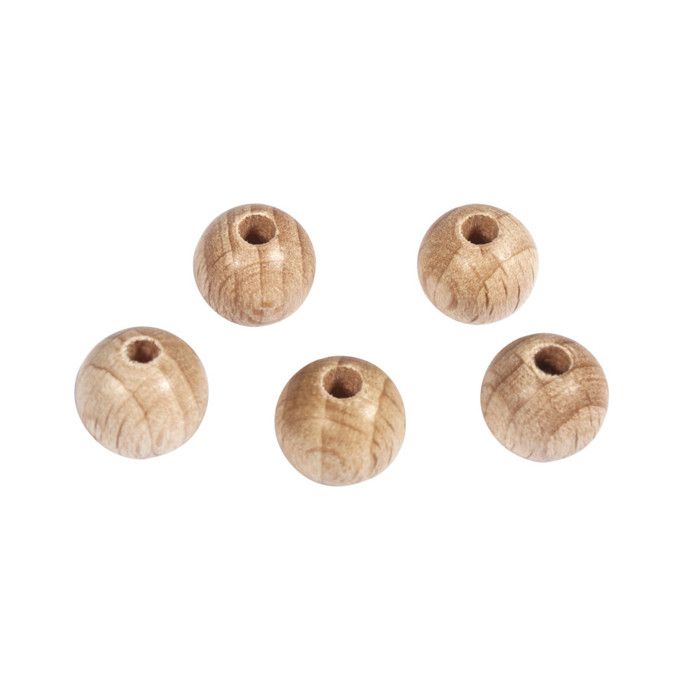 Perle en bois ø 10 mm Boule percée ø 2,8 mm 35 pièces