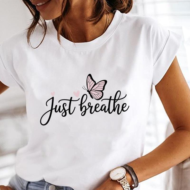 (Asian Size) Flower Trend Lovely Women Lady Female Top Printed Tee Summer Clothing Casual T Shirt Fashion Graphic Short Sleeve T-shirts