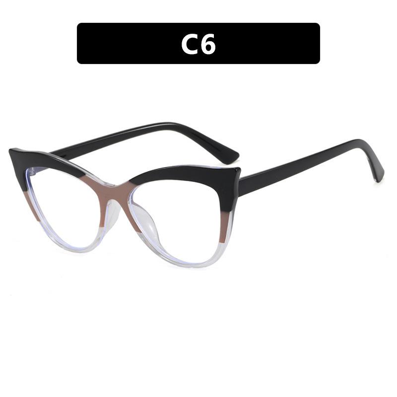 Stylish Color-Block Cat-Eye Frames Anti-Blue Light Non-Prescription Glasses Classic Cycling and Driving Eyewear for Women