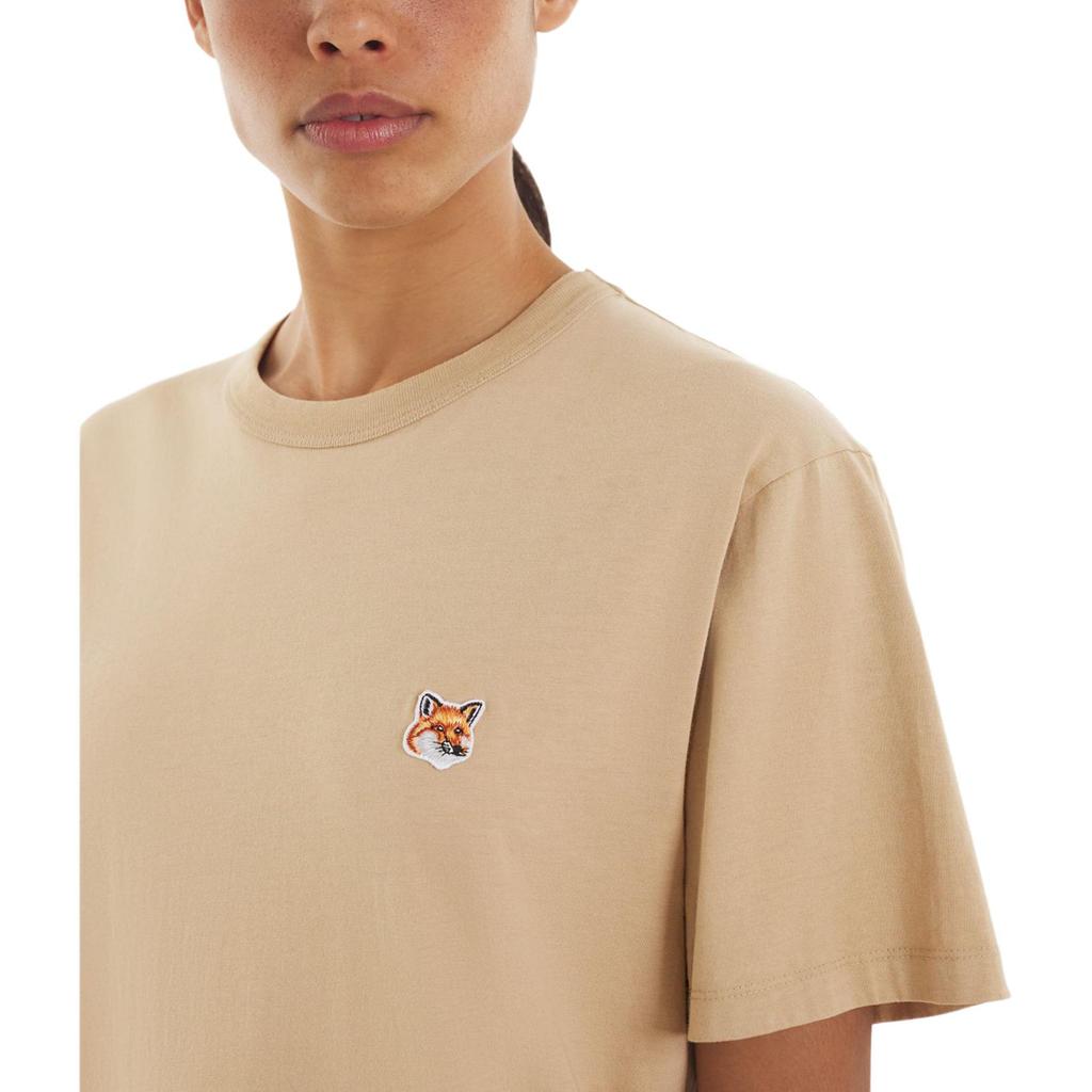 Maison Kitsune Fox Appliqué Crew Neck Short Sleeve T-Shirt Women T-Shirts Light-Brown AW00103KJ0005-P220