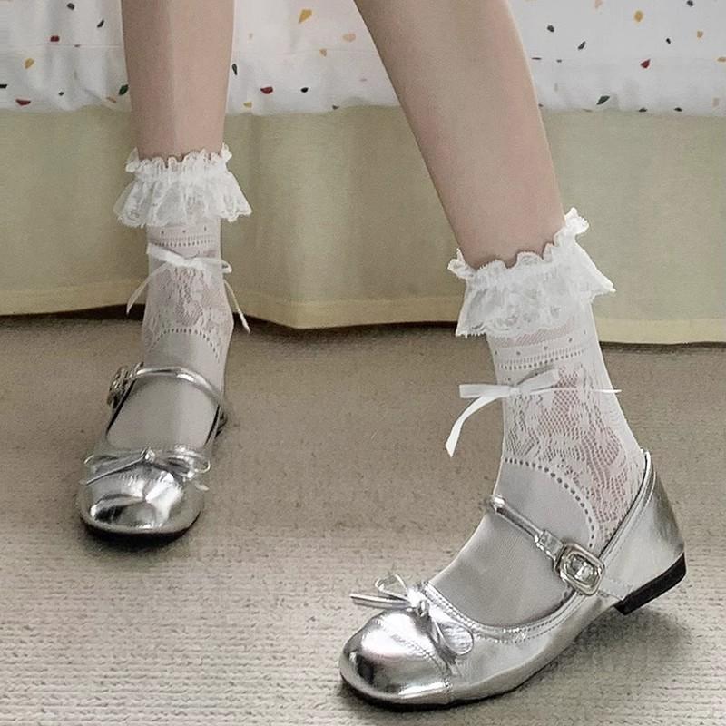 Schwarzes Licht Mund Ballerina flachsohlige Einzelschuhe für Damen 2025 neu Sommer Rock Französische runde Spitze Mary Jane Schuhe