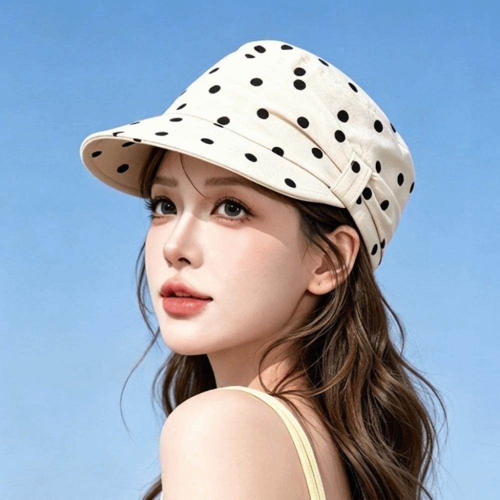 Sweet Polka Dot Forward Hat Bow Women's Hat Versatile Equestrian Hat Outdoor