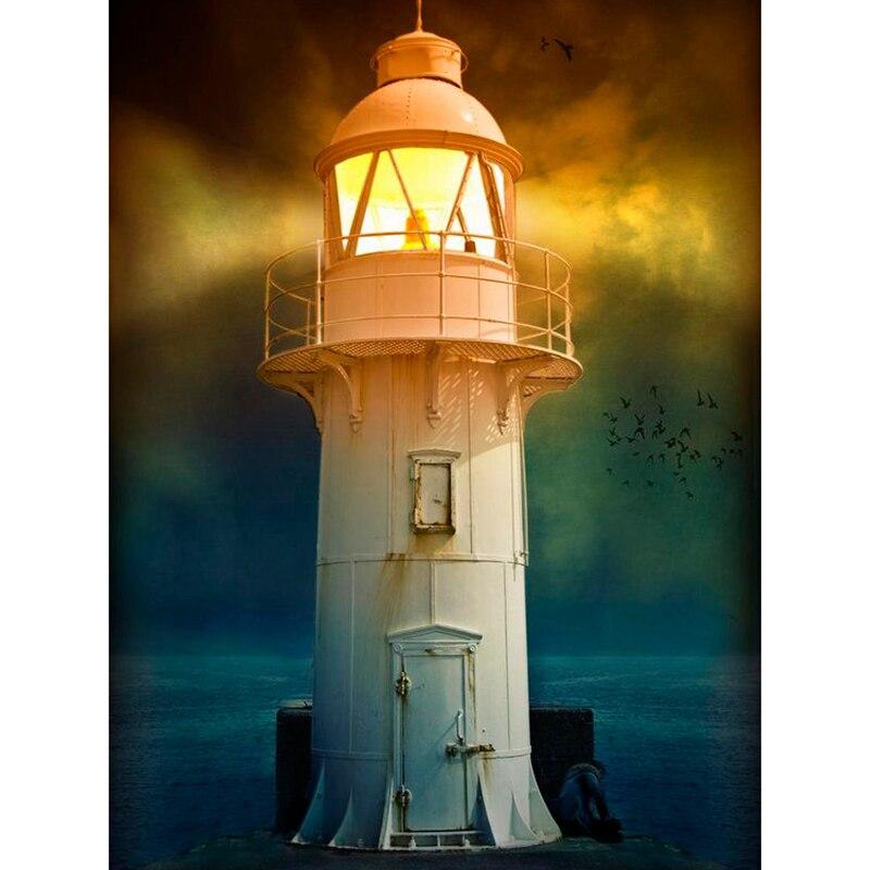 New 5D DIY Diamond Painting Lighthouse Diamond Embroidery Sea View Cross Stitch Full Round Drill Crafts Home Decor Gift