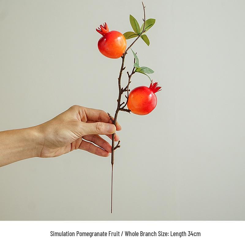 Artificial Flower Arrangement for Home Decor - Persimmon and Pomegranate Branches for Living Room, Dining Table, or Entrance Hall Display