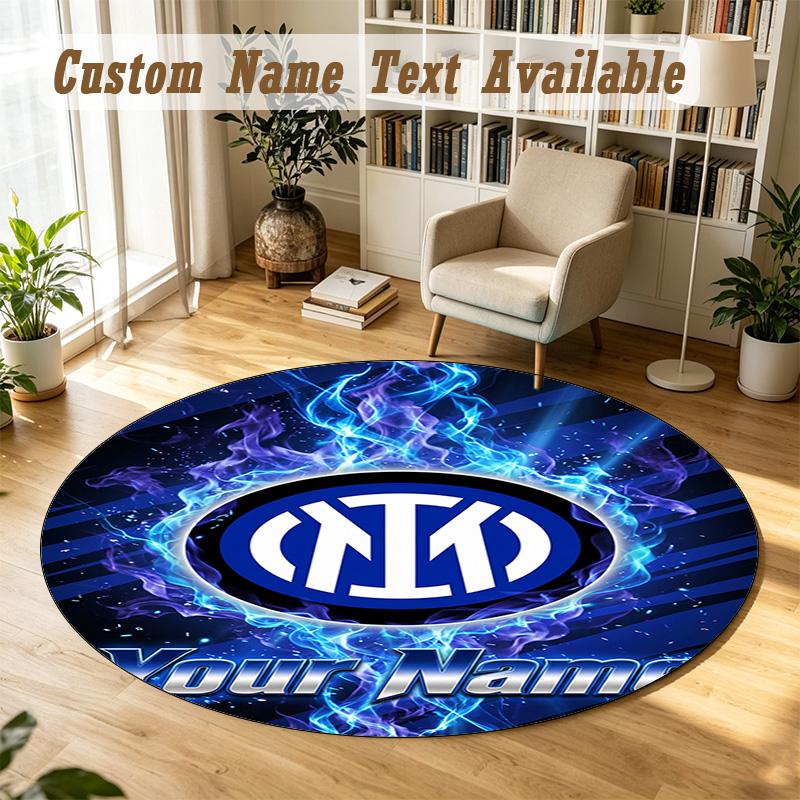 Round Rug Custom NameInter Milan Pattern Non Slip Carpet Home Floor Decor