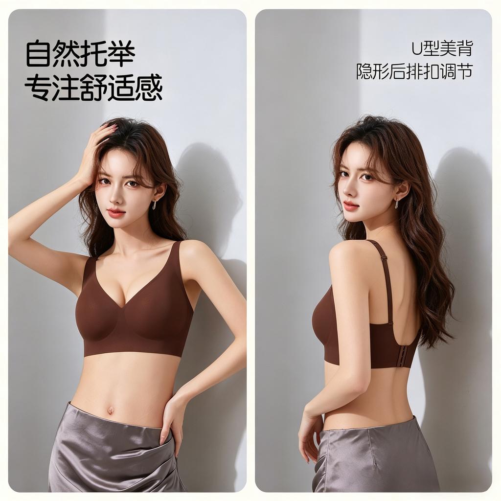 Traceless invisible jelly glue lift Traceless beautiful back underwear Small breasts gather Anti-sagging steel ring bra Thin