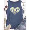 Elegant Vest for Women Daisy Heart Print Casual Loose Summer Vest Fashionable and Elegant Tops for Commuting, Vacation, and Everyday Wear, Available