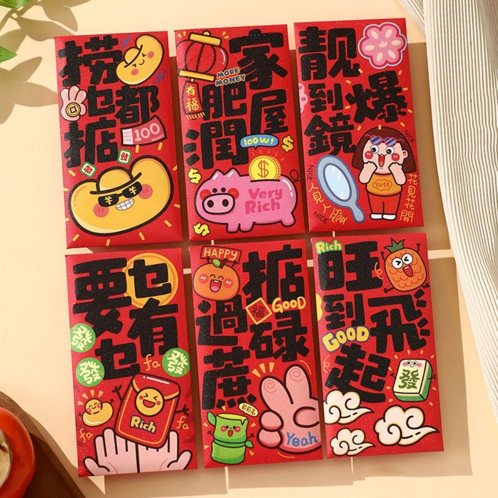 6Pcs/Set Paper 2026 Horse Year Red Envelope Traditional Money Envelope  Chinese Horse Year