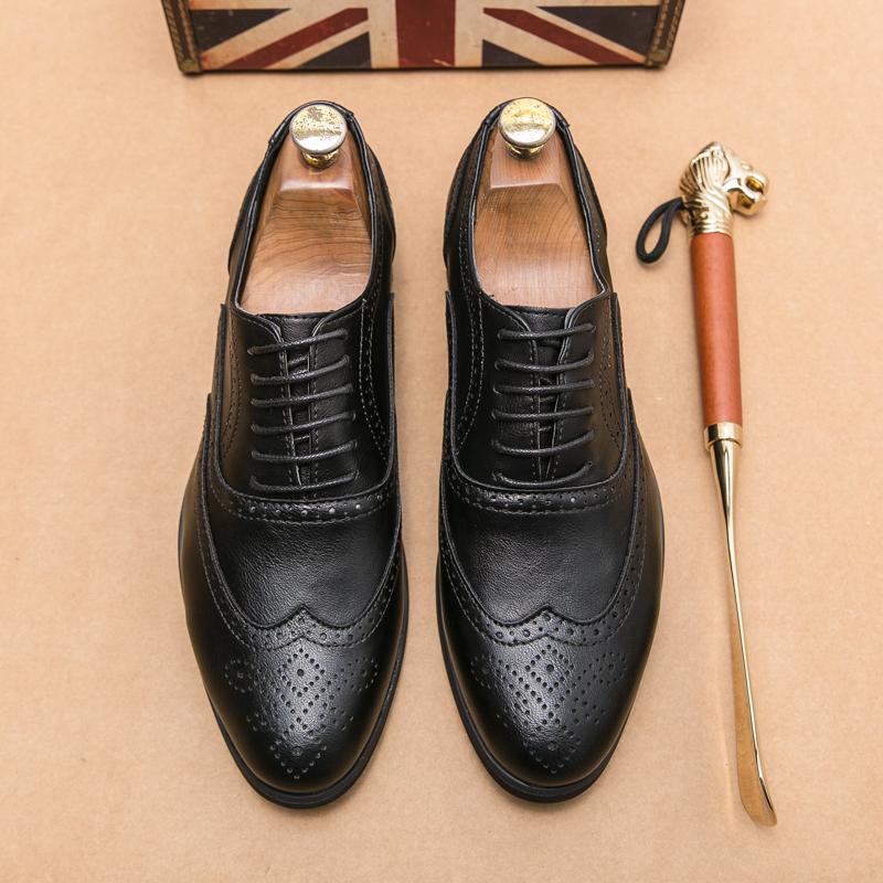 Fashion Italian Brand High Quality Vintage Oxford Shoes Lace Up Engraved Brogue Thick Sole Designer Men's Shoes Business Leather Shoes