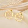 My Shape Double Circle Round Stud Earrings Geometric Earrings Stainless Steel Earrings Minimalist Front Back Earrings Jewelry