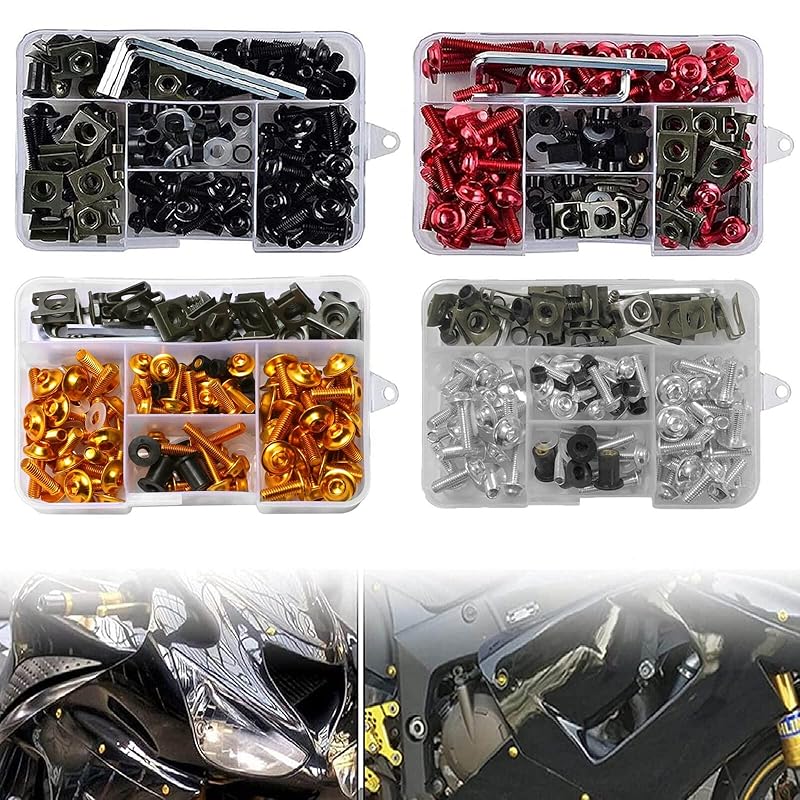 Motorcycle Fairing Bolt Kit, 177Pcs M5 M6 Motorcycle Windscreen Screws Colorful Fasteners Fairing Bolts Nut Clips Kit For Kawasak Suzuki Honda Ducati серебряный