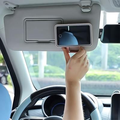 Automobilinis makiažo veidrodis su LED lemputėmis, jutiklinis valdymas 3 spalvų režimais, įkraunamas kosmetinis veidrodėlis saulės skydeliui, reguliuojamas 360°