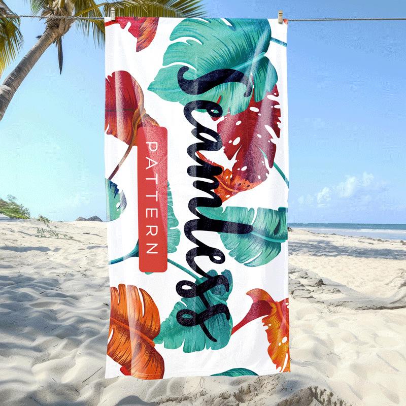Blue Tropical Palm Leaf Beach Towel Ultra Soft Microfiber Towel for Men Women Beach Pool Gym Camping Travel Daily Use