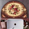 Floral Doormat Absorbent Half Round Floor Mat Non-Slip Door Mat Decorative Entrance Rug for Living Room Bathroom Kitchen