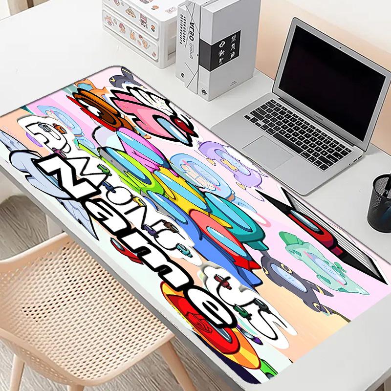 Custom Name Personalized Among Us Pattern Mousepad, Laptop PC Desk Mat, Decorative Desk Mat for Home Keyboard Pad Gift