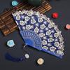 Flower Patterned Fan Retro Lace Folding Portable Lightweight Chinese Dance Handheld Cherry Blossom Compact Travel Pattern Elegant Women's with Tassel