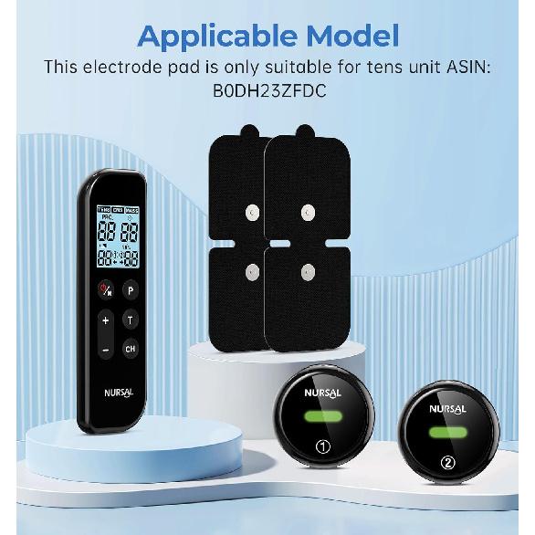 TENS Unit Replacement Pads, 4 Pack Wireless TENS Unit Electrode Pads, Only Compatible with NURSAL Wireless TENS Device M101A-UK1, Premium Stickiness